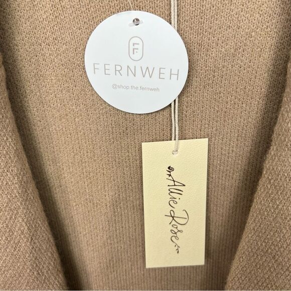 Allie Rose NWT Camel Collared Coatigan Sweater Cardigan Jacket Size Medium - Picture 6 of 12